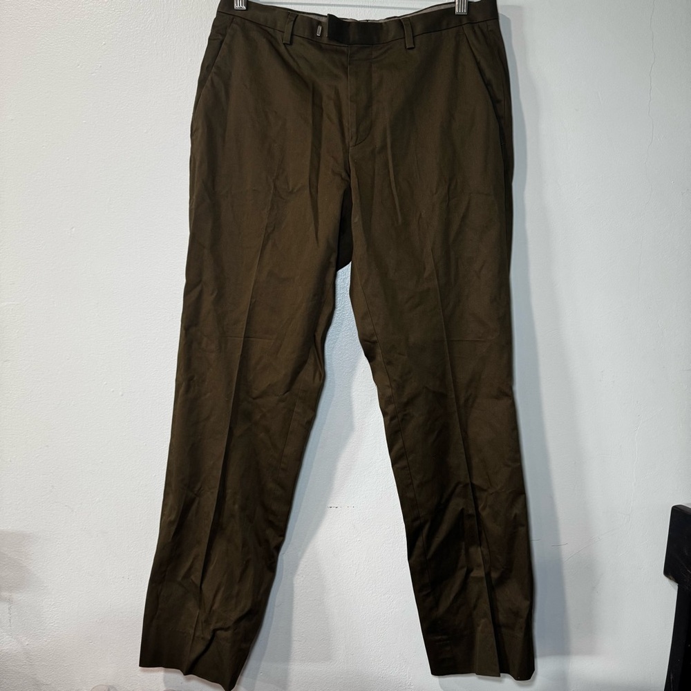 Hugo Boss Dress Pants Mens 32 Brown Stretch Flat Front Trousers